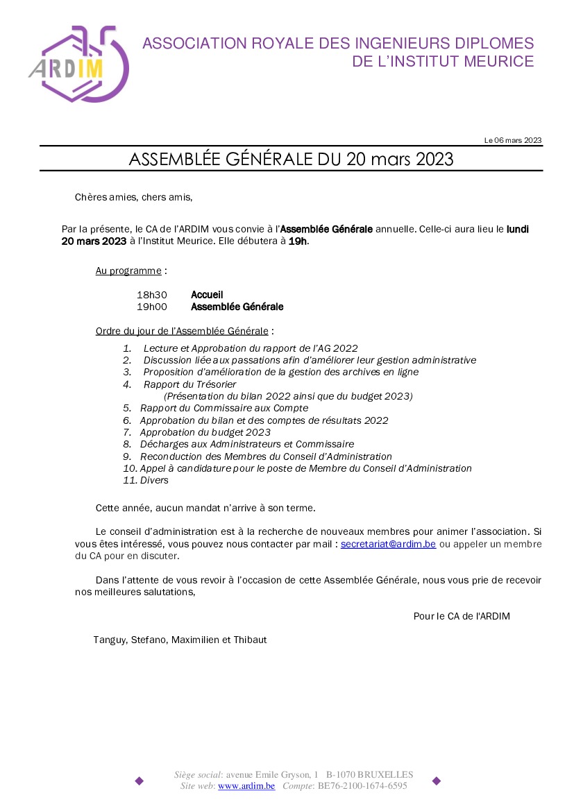 Assemblée Générale 2023