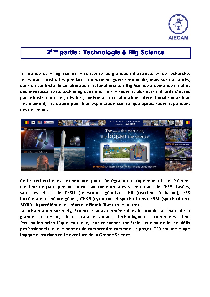 Conférence AIECAM - ITER & big Science