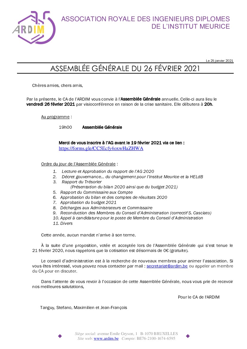 Assemblée Générale 2021